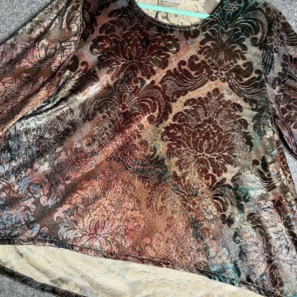 Bryn Walker Fran‎ Velvet Burnout Top Large Artistic Boho Lagenlook Moondance - Picture 3 of 11